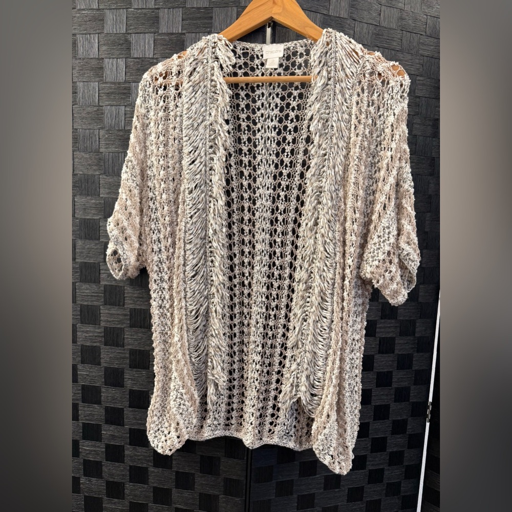 Chico's Open-Knit Shrug/Cardigan - Effortless Style & Versatility Size 2